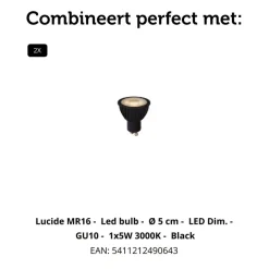 Lucide Wandlamp Bondi Zwart - GU10 - 18 cm hoog