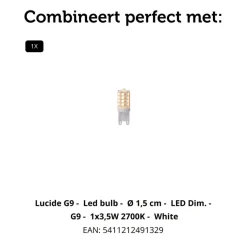 Lucide Wandlamp Diletta Goud - G9 - 18 cm hoog