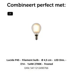 Lucide Wandlamp Ovalis Zwart - 2 x E14 - 20 cm hoog