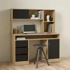 Opzetkast Boston Eiken / Zwart - 123x65x24 cm