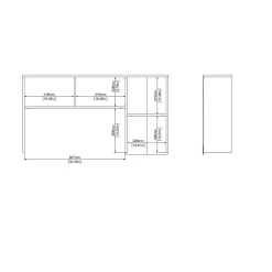 Opzetkast Boston Eiken / Zwart - 123x65x24 cm