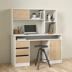 Opzetkast Boston Wit / Eiken - 123x65x24 cm