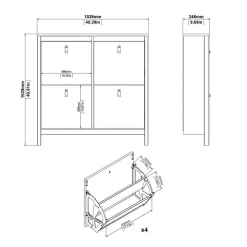 Schoenenkast Dallas Eiken - 103x103x25 cm