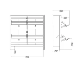 Schoenenkast Dallas Zwart - 103x103x25 cm