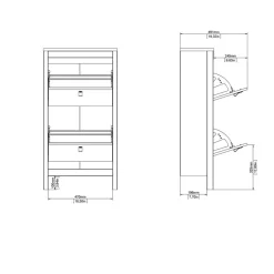 Schoenenkast Dallas Zwart - 54x103x25 cm