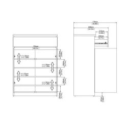 Schoenenkast Luna Eiken - 81x112x40 cm