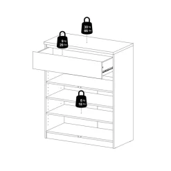 Schoenenkast Luna Eiken - 81x101x40 cm
