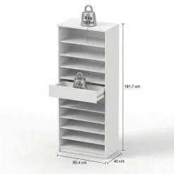 Schoenenkast Luna Wit - 81x192x40 cm