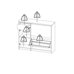 Schoenenkast Luna Zwart - 109x93x32 cm