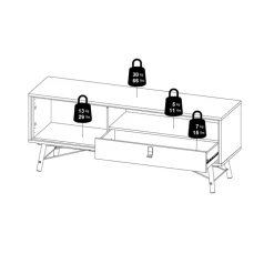 TV-meubel Denver Zwart / Walnoot - 150x60x40 cm