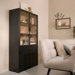 Vitrinekast Chester Zwart - 105x214x40 cm