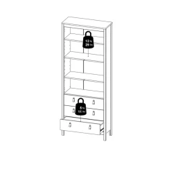 Vitrinekast Dallas Zwart - 79x199x33 cm