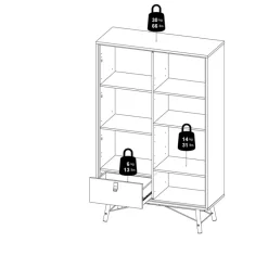 Vitrinekast Denver Eiken - 102x162x40 cm