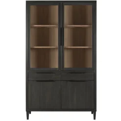 Vitrinekast Zwanenburg Zwart - 125x212x48 cm
