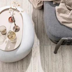 vtwonen Bijzettafel Pebble Wit - 65x49 cm