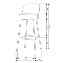 WOOOD Barkruk Vogue Zwart - 80 cm