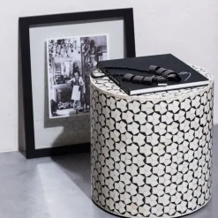 WOOOD Bijzettafel Neva Zwart/Wit - Ø 37 cm