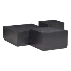 WOOOD Bijzettafel Pim Zwart - set 3 stuks