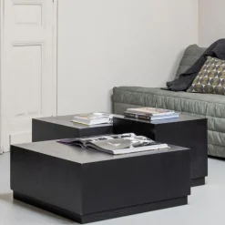 WOOOD Bijzettafel Pim Zwart - set 3 stuks