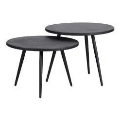 WOOOD Bijzettafel Suze Zwart - set 2 stuks