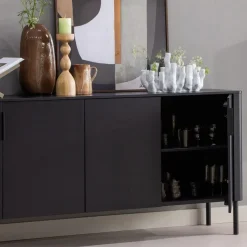 WOOOD Dressoir Gunnar Zwart - 201x85x44 cm