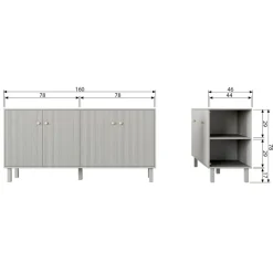 WOOOD Dressoir Madu Grijs - 160x78x46 cm