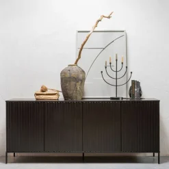 WOOOD Dressoir New Gravure Zwart - 200x85x46 cm