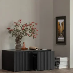WOOOD Kistbank New Gravure Zwart - 88x50x40 cm