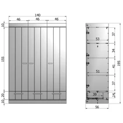 WOOOD Kledingkast Connect Wit - 140x195x53 cm