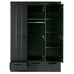 WOOOD Kledingkast Connect Zwart - 140x195x53 cm
