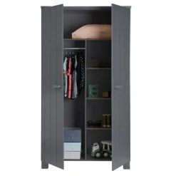 WOOOD Kledingkast Dennis Staalgrijs - 111x202x55 cm