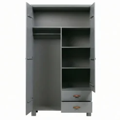 WOOOD Kledingkast Dennis Staalgrijs - 111x202x55 cm
