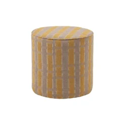 WOOOD Poef Sarli Taupe / Geel - Ø 46 cm