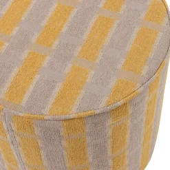 WOOOD Poef Sarli Taupe / Geel - Ø 46 cm