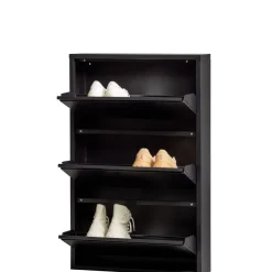 WOOOD Schoenenkast Sabine Zwart - 66x103x16 cm