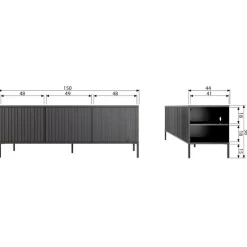 WOOOD TV-meubel New Gravure Zwart - 150x56x44 cm