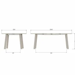 WOOOD Uitschuifbare Eettafel Janne Grijs - 120/200x120 cm