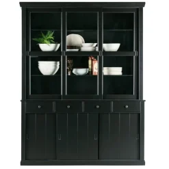 WOOOD Vitrinekast Lagos Zwart - 166x214x48 cm