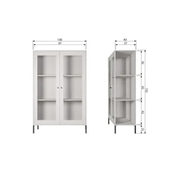 WOOOD Vitrinekast Xam Grijs - 100x155x40 cm