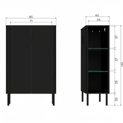 WOOOD Wandkast Gunnar Zwart - 85x135x39 cm
