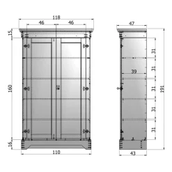 WOOOD Wandkast Isabel Wit - 118x191x47 cm