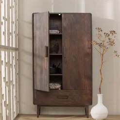 WOOOD Wandkast Liya Donkerbruin - 85x150x35 cm