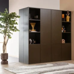 WOOOD Wandkast Meggy Links Middenbruin - 108x215x40 cm