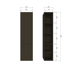 WOOOD Wandkast Meggy Middenbruin - 55x215x40 cm