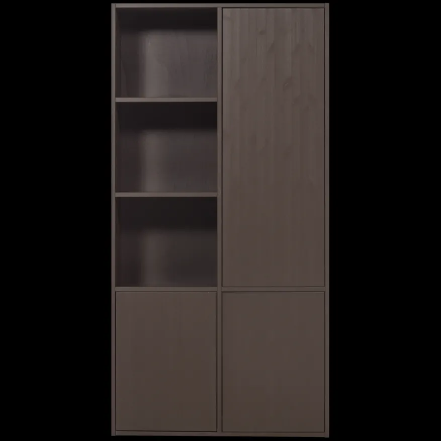 WOOOD Wandkast Meggy Rechts Middenbruin - 108x215x40 cm