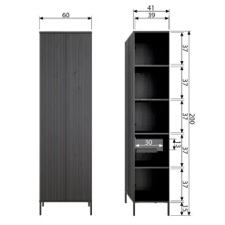 WOOOD Wandkast New Gravure Naturel - 60x210x42 cm