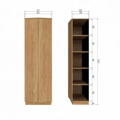 WOOOD Wandkast Zuma Naturel - 67x210x45 cm